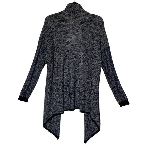 Eileen Fisher Navy Ivory Marled Linen blend Knit Open Duster Cardigan - Picture 3 of 9